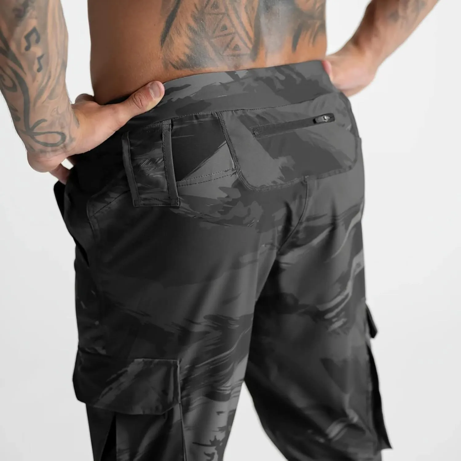 Men's Cargo Pants Drawstring Skinny Stretch Waist Cycling Climbing Sweatpants Fashion Beam Feet Slacks Tapered