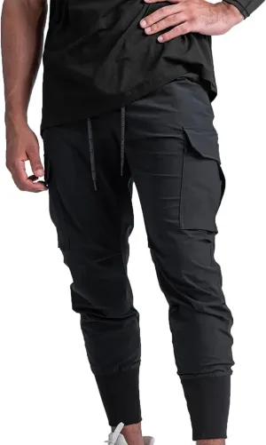 Men's Cargo Pants Drawstring Skinny Stretch Waist Cycling Climbing Sweatpants Fashion Beam Feet Slacks Tapered