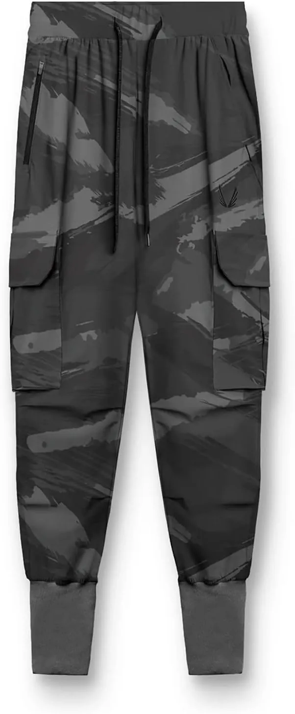 Men's Cargo Pants Drawstring Skinny Stretch Waist Cycling Climbing Sweatpants Fashion Beam Feet Slacks Tapered