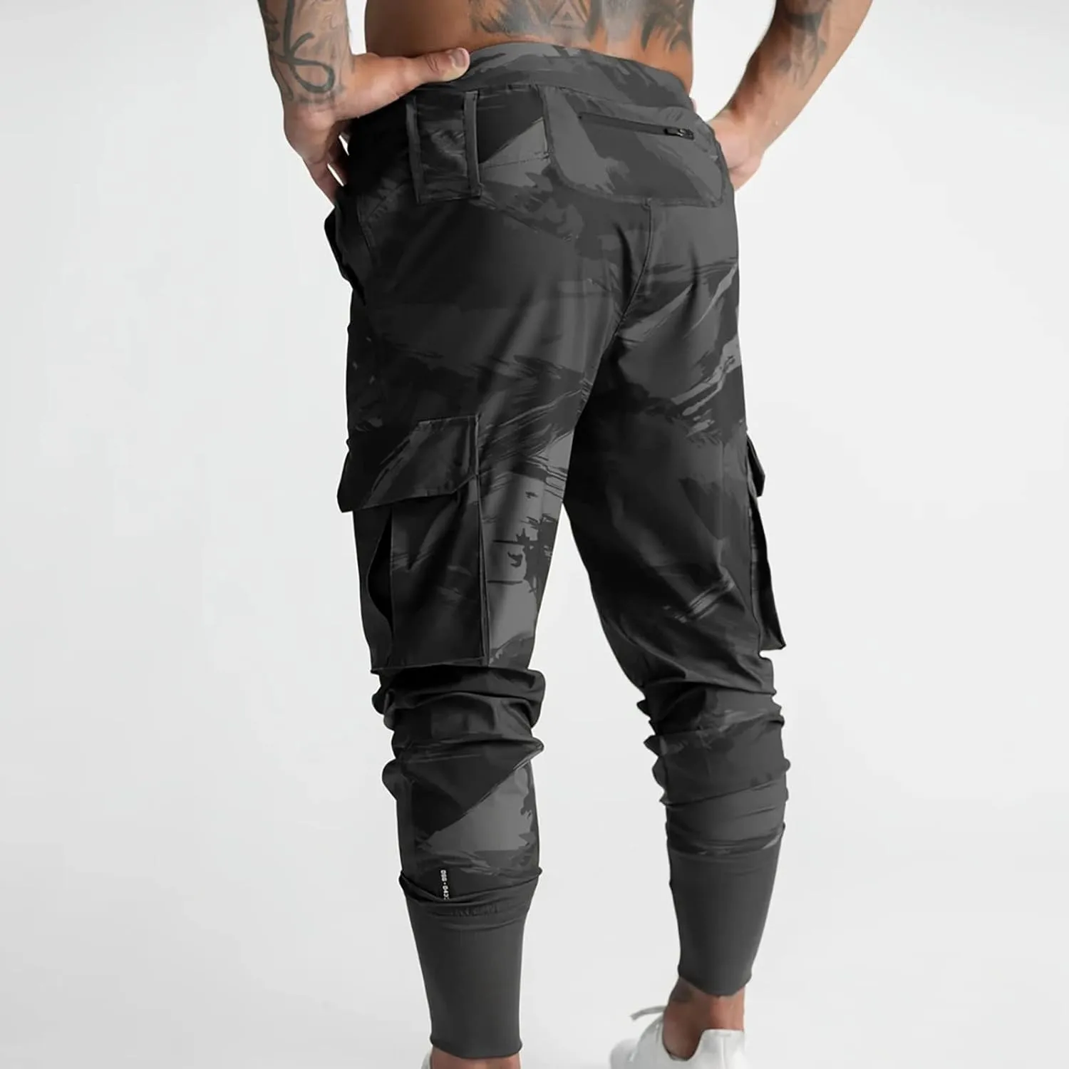 Men's Cargo Pants Drawstring Skinny Stretch Waist Cycling Climbing Sweatpants Fashion Beam Feet Slacks Tapered