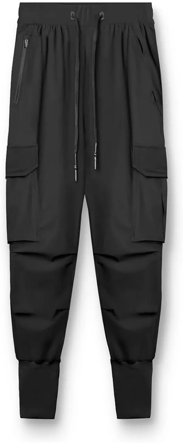 Men's Cargo Pants Drawstring Skinny Stretch Waist Cycling Climbing Sweatpants Fashion Beam Feet Slacks Tapered