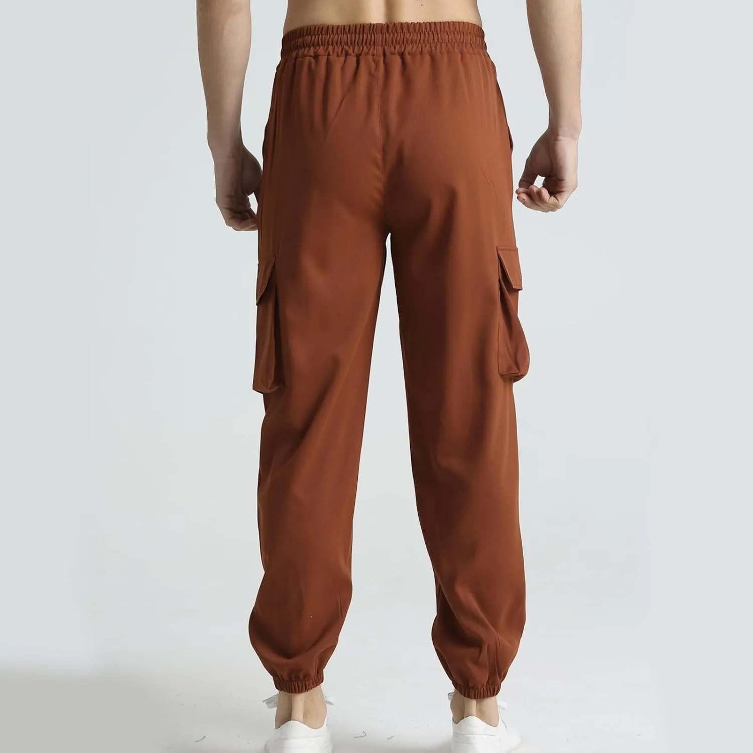 Mens Cargo Pants Relaxed Fit Workout Jogger Pants Lightweight Elastic Waist Outdoor Casual Work Pants Multi Pockets