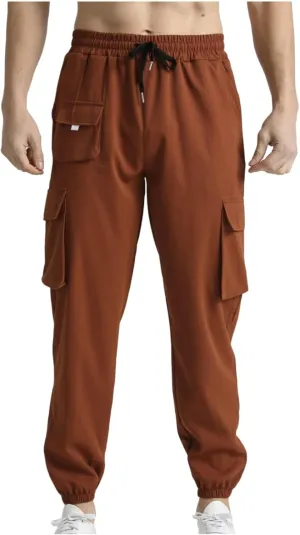 Mens Cargo Pants Relaxed Fit Workout Jogger Pants Lightweight Elastic Waist Outdoor Casual Work Pants Multi Pockets