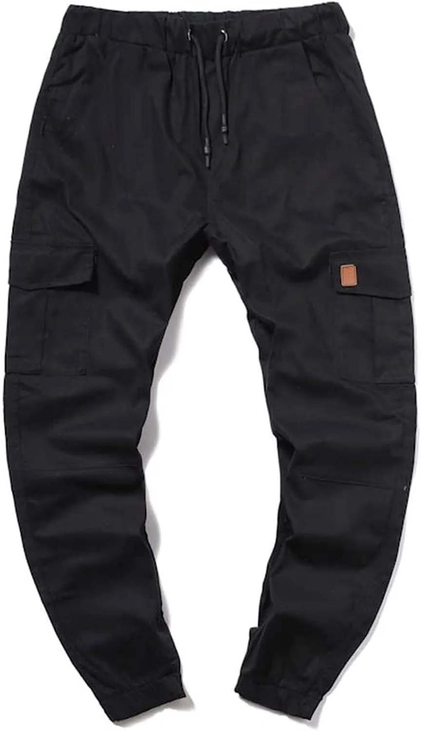 Men's Cargo Pants Stretch Skinny Fit Drawstring Cycling Climbing Trouser Casual Stylish Slacks Tapered Sweatpants