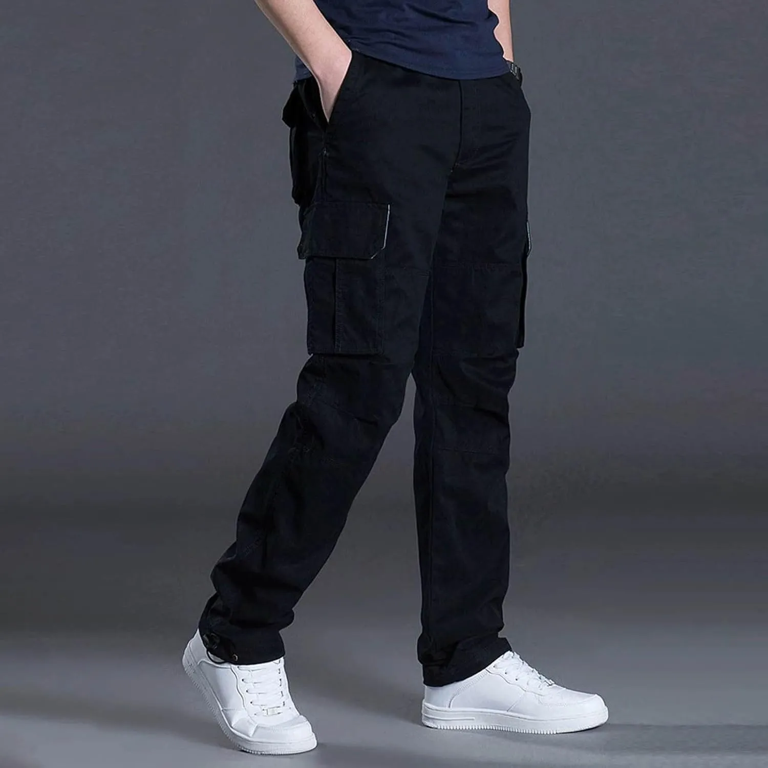 Mens Cargo SweatpantsClassic Vintage Tactical Joggers Stretch Relaxed Fit Hiking Pants Baggy Overalls with Pockets