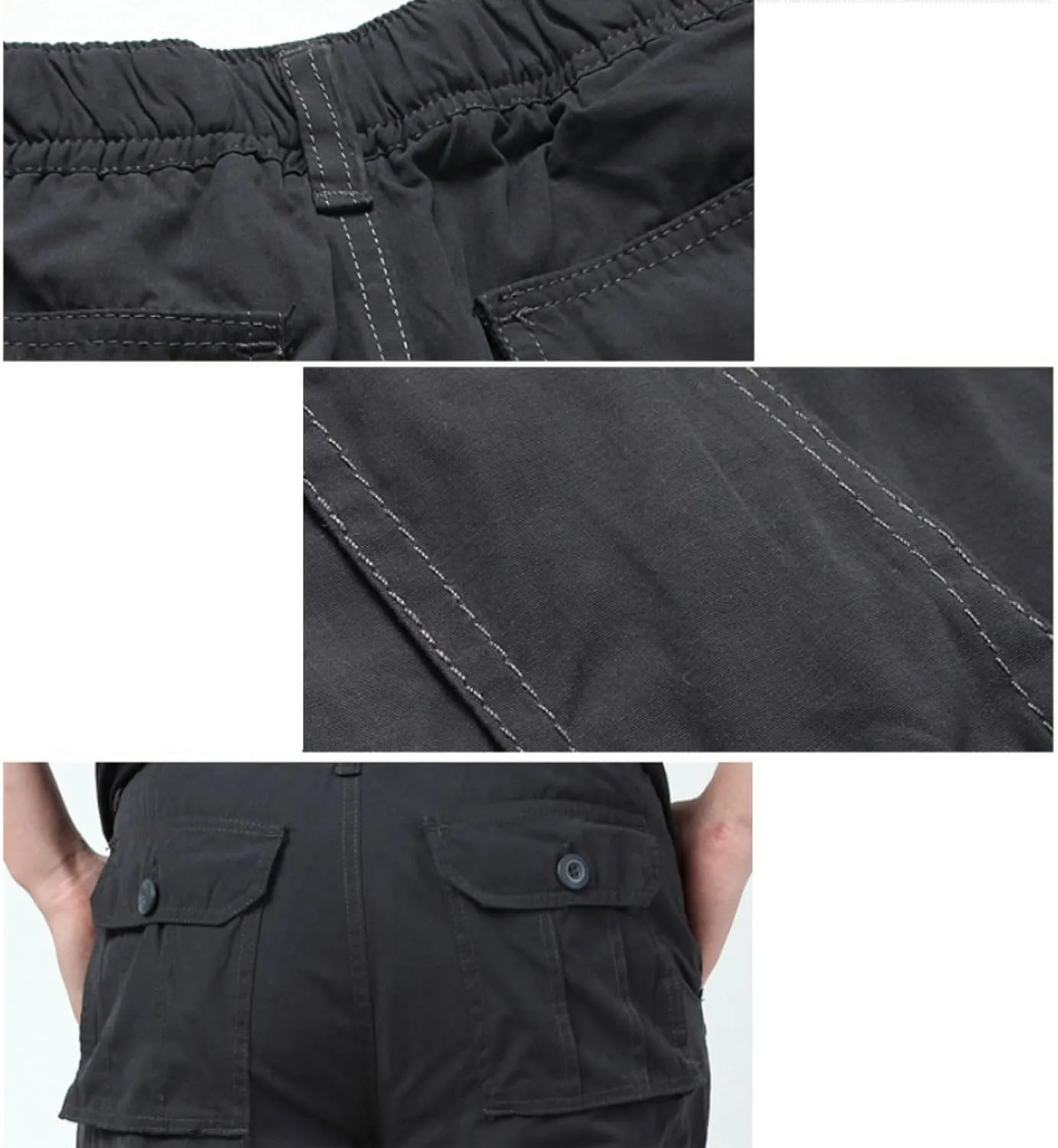 Mens Cargo SweatpantsClassic Vintage Tactical Joggers Stretch Relaxed Fit Hiking Pants Baggy Overalls with Pockets