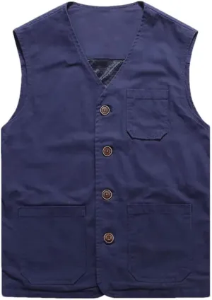 Men's Casual Cargo Vests Cotton Breathable Mesh Sleeveless Jackets Outwdoor Fishing Waistcoat