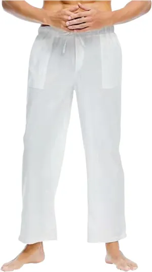 Men's Casual Pants Drawstring Elastic Waist Quick Dry Solid Summer Beach Pants Lightweight Loose Trousers with Pocket
