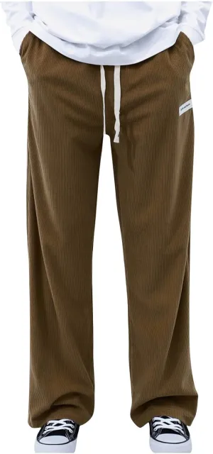 Men's Elastic Waist Casual Pants, Corduroy Baggy Quick Dry Lightweight Athletic Outdoor Hiking Sweatpants with Pockets