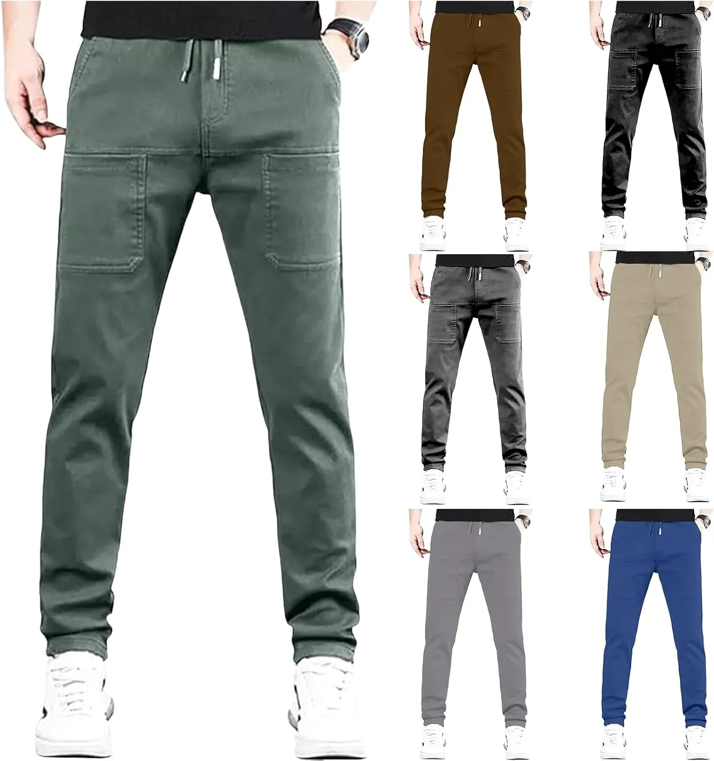 Mens High Stretch Cargo Pants Casual Quick-Dry Hiking Outdoor Summer Trousers Durable Cargo Pants with Multi Pockets