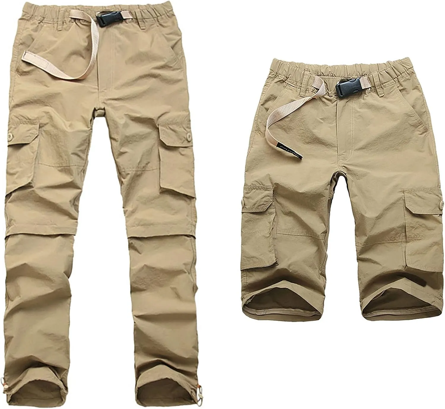 Mens Hiking Pants Convertible Quick Dry Lightweight Zip Off Outdoor Fishing Travel Cargo Pants with Multi-Pockets