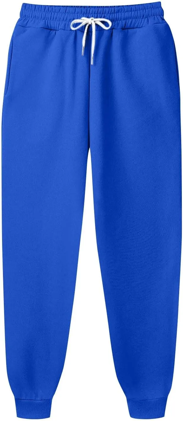 Mens Joggers with Pockets Baggy Drawstring Waist Fleece Lined Sweatpants Plus Size Casual Comfy Athletic Pants