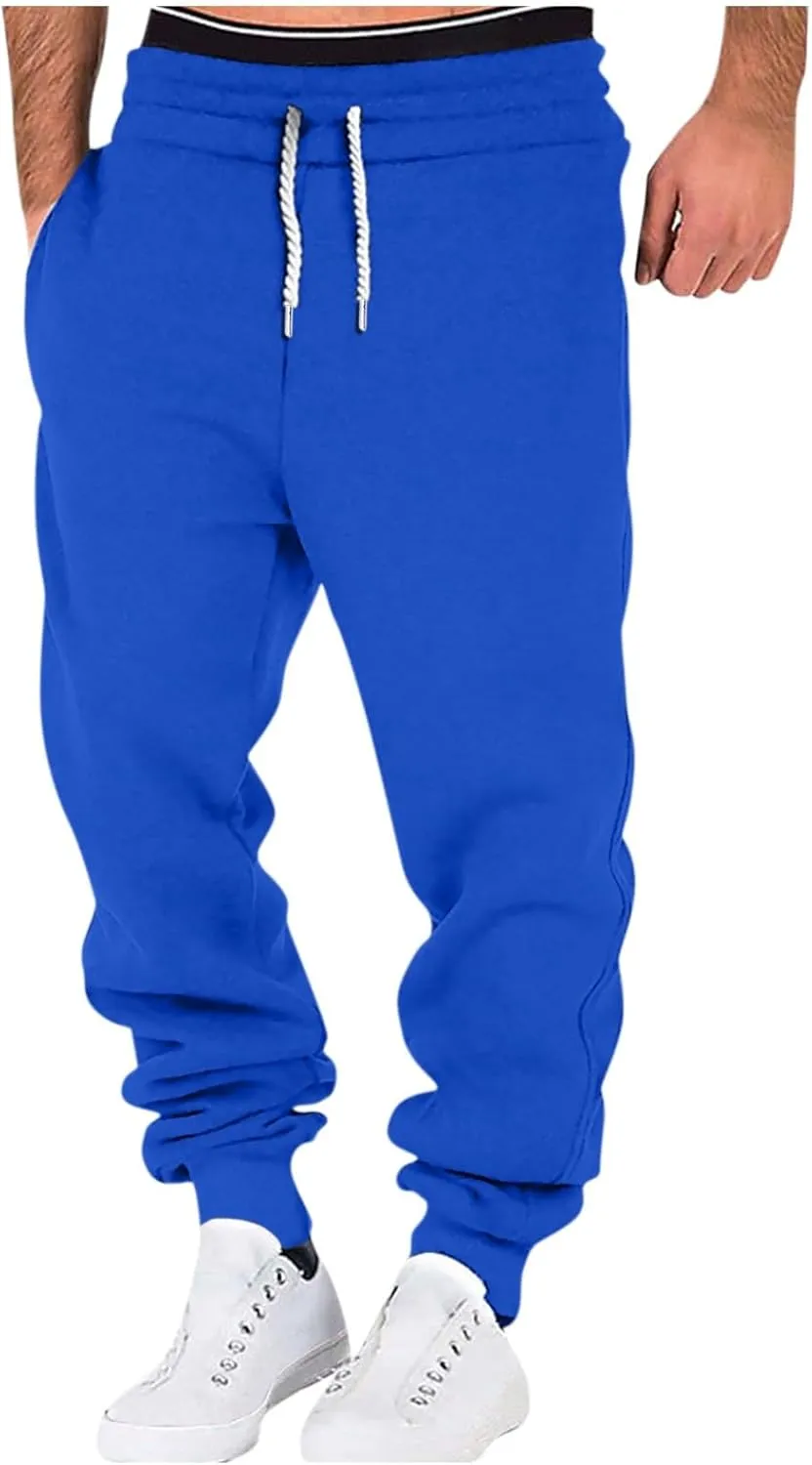 Mens Joggers with Pockets Baggy Drawstring Waist Fleece Lined Sweatpants Plus Size Casual Comfy Athletic Pants