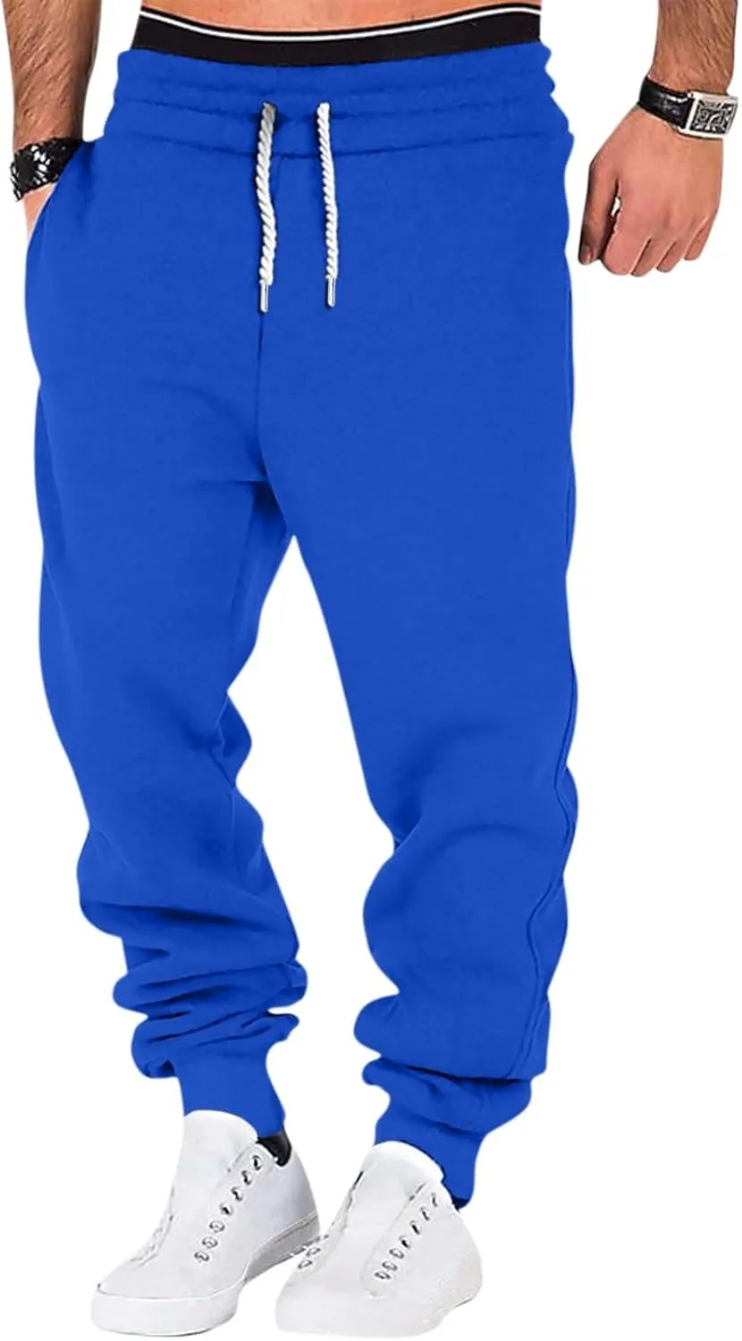 Mens Joggers with Pockets Baggy Drawstring Waist Fleece Lined Sweatpants Plus Size Casual Comfy Athletic Pants