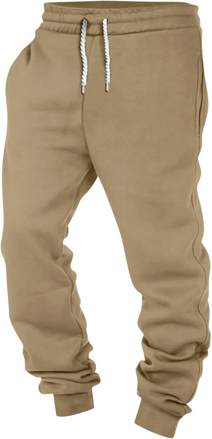 Mens Joggers with Pockets Baggy Drawstring Waist Fleece Lined Sweatpants Plus Size Casual Comfy Athletic Pants