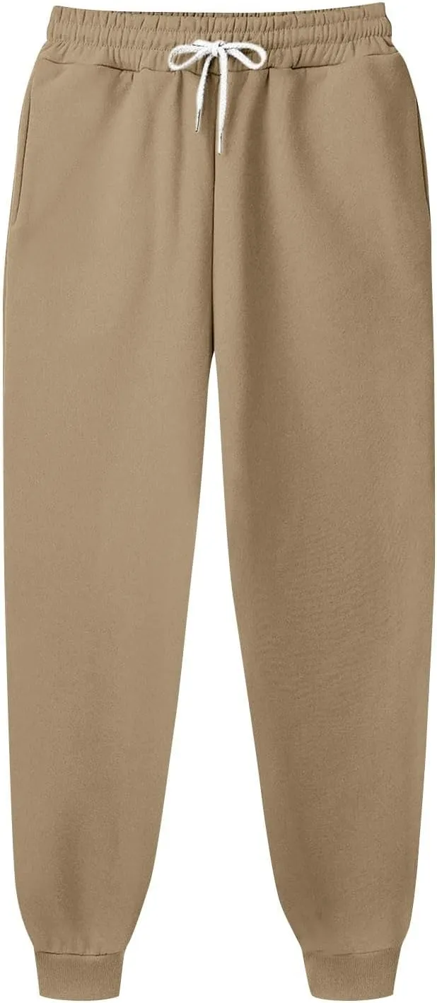 Mens Joggers with Pockets Baggy Drawstring Waist Fleece Lined Sweatpants Plus Size Casual Comfy Athletic Pants