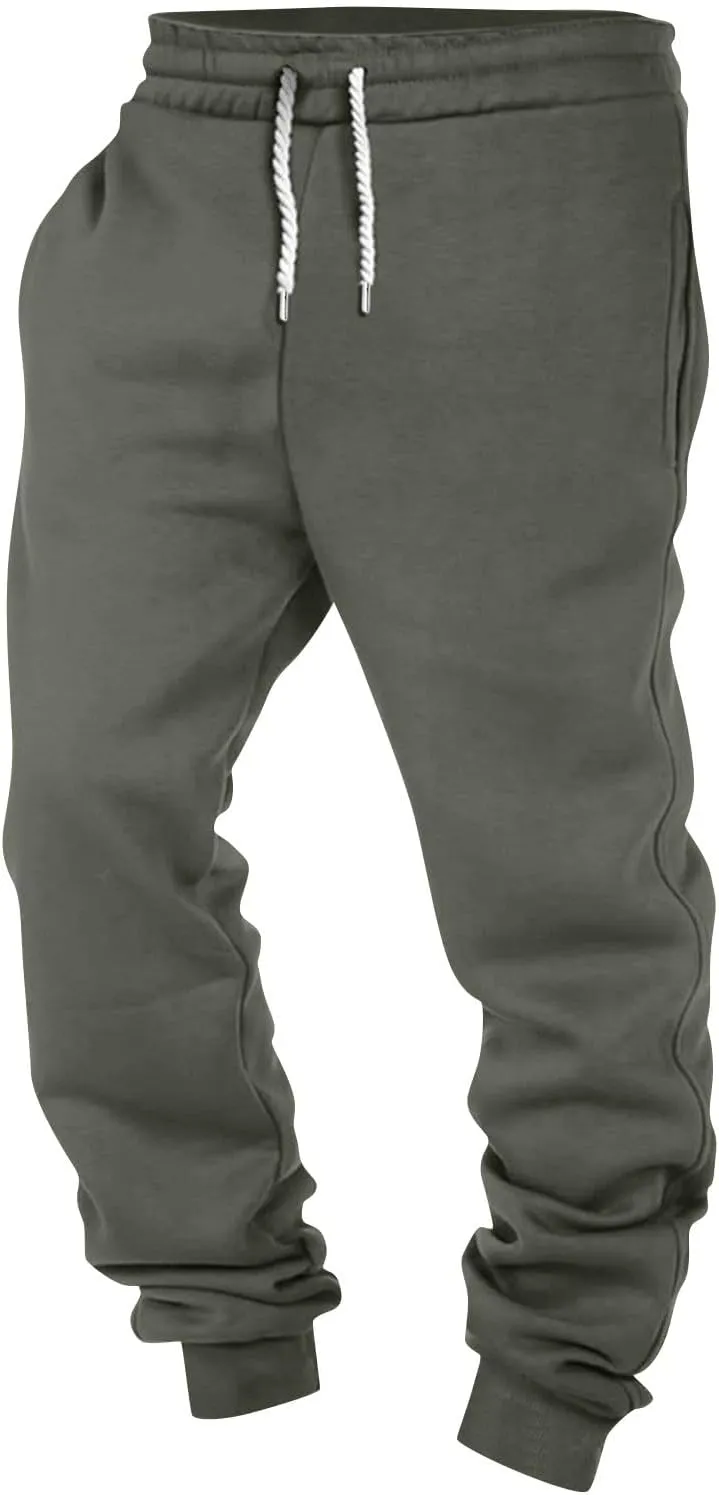 Mens Joggers with Pockets Baggy Drawstring Waist Fleece Lined Sweatpants Plus Size Casual Comfy Athletic Pants