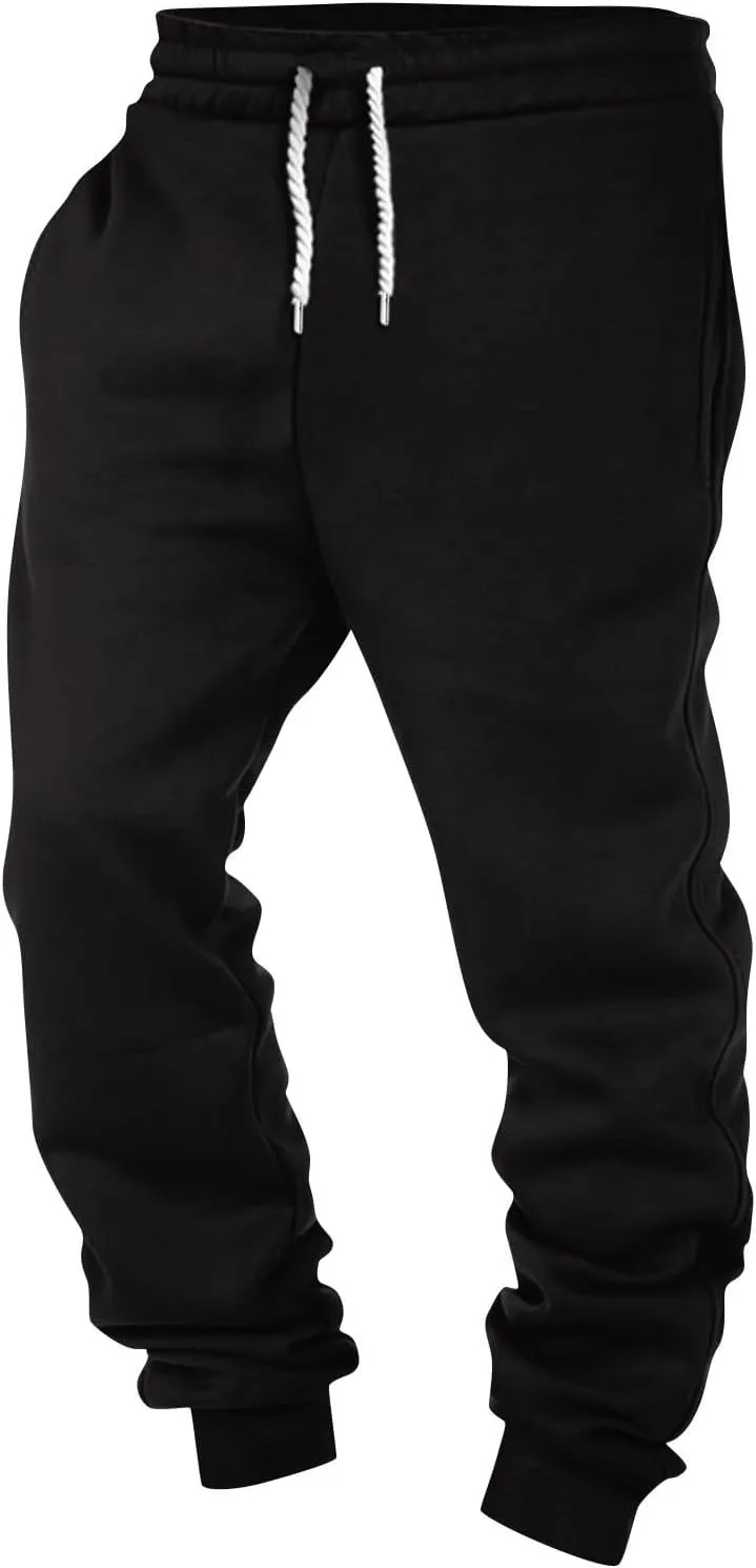 Mens Joggers with Pockets Baggy Drawstring Waist Fleece Lined Sweatpants Plus Size Casual Comfy Athletic Pants