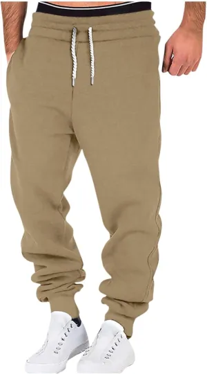 Mens Joggers with Pockets Baggy Drawstring Waist Fleece Lined Sweatpants Plus Size Casual Comfy Athletic Pants