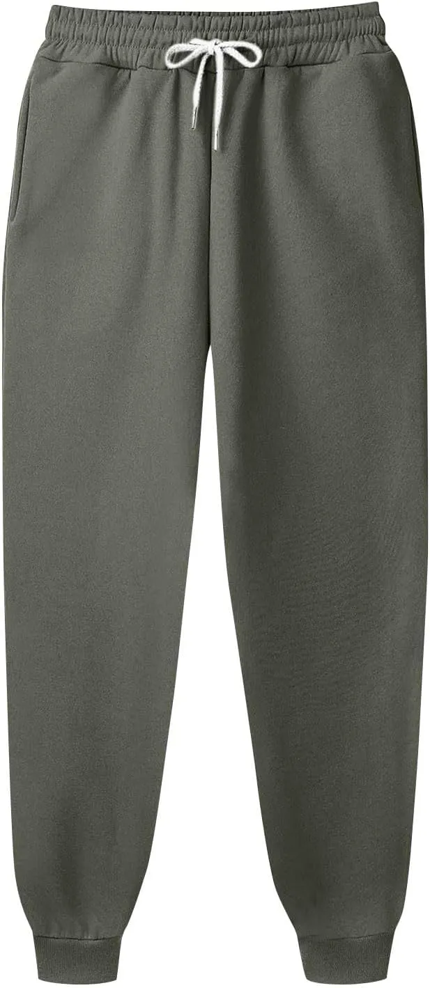 Mens Joggers with Pockets Baggy Drawstring Waist Fleece Lined Sweatpants Plus Size Casual Comfy Athletic Pants