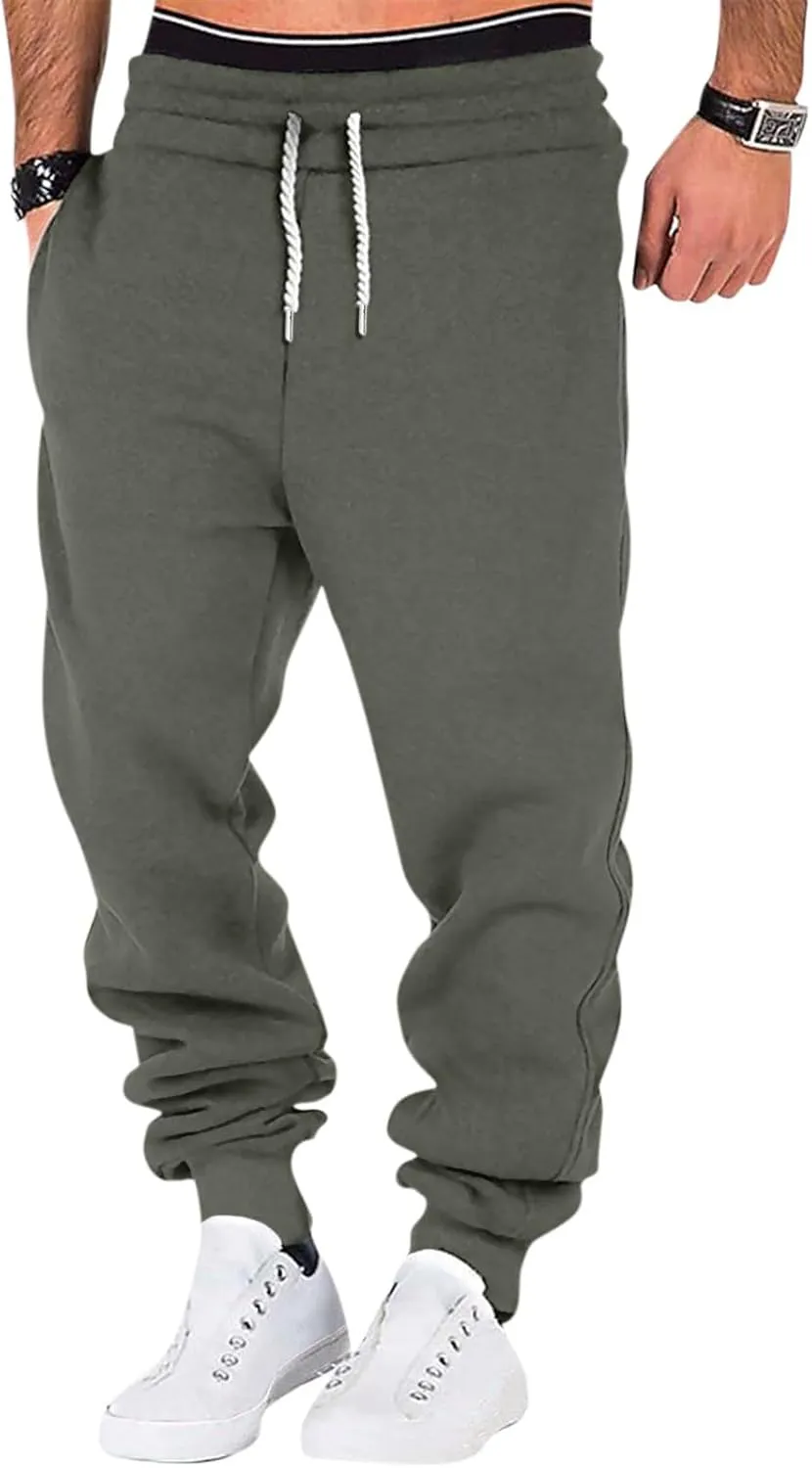 Mens Joggers with Pockets Baggy Drawstring Waist Fleece Lined Sweatpants Plus Size Casual Comfy Athletic Pants