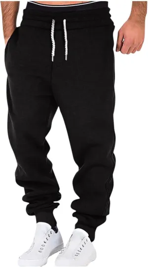 Mens Joggers with Pockets Baggy Drawstring Waist Fleece Lined Sweatpants Plus Size Casual Comfy Athletic Pants