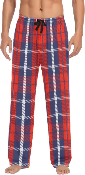 Mens Pajama Bottoms Red and Blue Buffalo Plaid Pajama Pants for Men Lounge Pants M