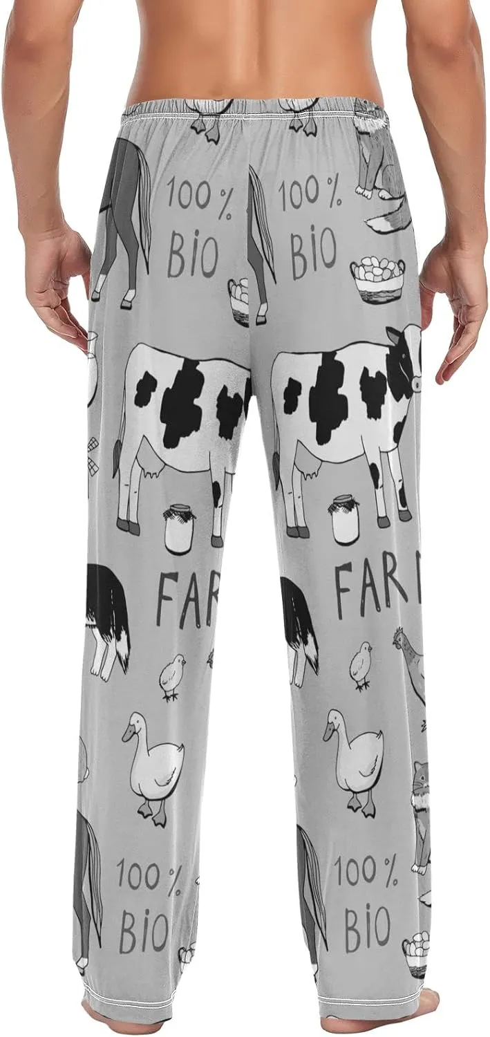 Men's Pajama Pants Straight Trouser Sleep Lounge Pants Sleepwear with Pockets