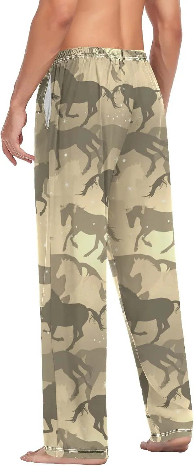 Men's Pajama Pants Straight Trouser Sleep Lounge Pants Sleepwear with Pockets