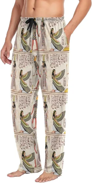 Men's Pajama Pants Straight Trouser Sleep Lounge Pants Sleepwear with Pockets