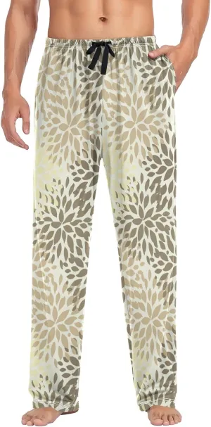 Men's Pajama Pants Straight Trouser Sleep Lounge Pants Sleepwear with Pockets