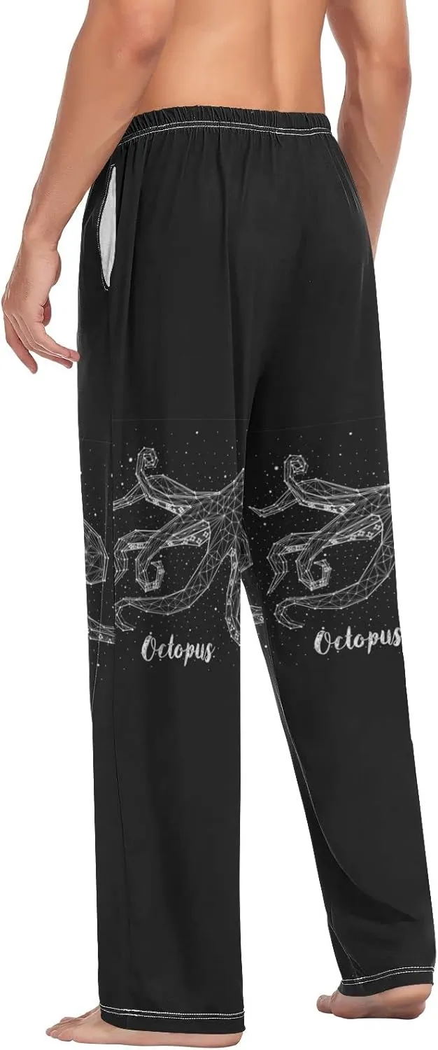Men's Pajama Pants Straight Trouser Sleep Lounge Pants Sleepwear with Pockets