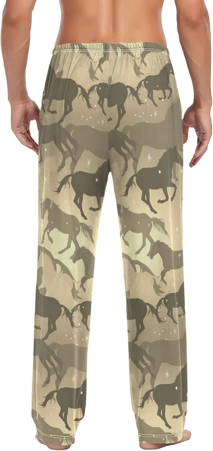 Men's Pajama Pants Straight Trouser Sleep Lounge Pants Sleepwear with Pockets