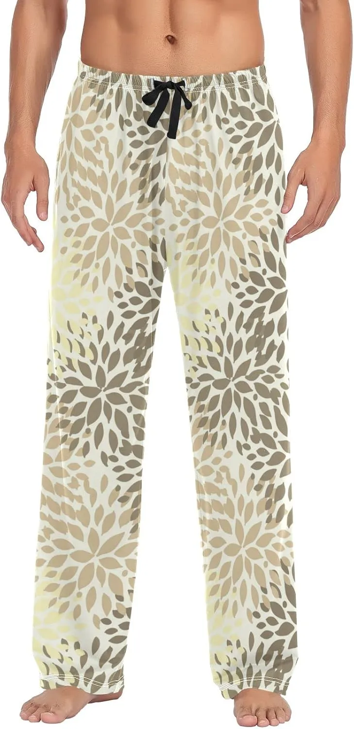 Men's Pajama Pants Straight Trouser Sleep Lounge Pants Sleepwear with Pockets