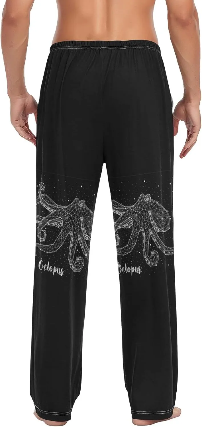 Men's Pajama Pants Straight Trouser Sleep Lounge Pants Sleepwear with Pockets