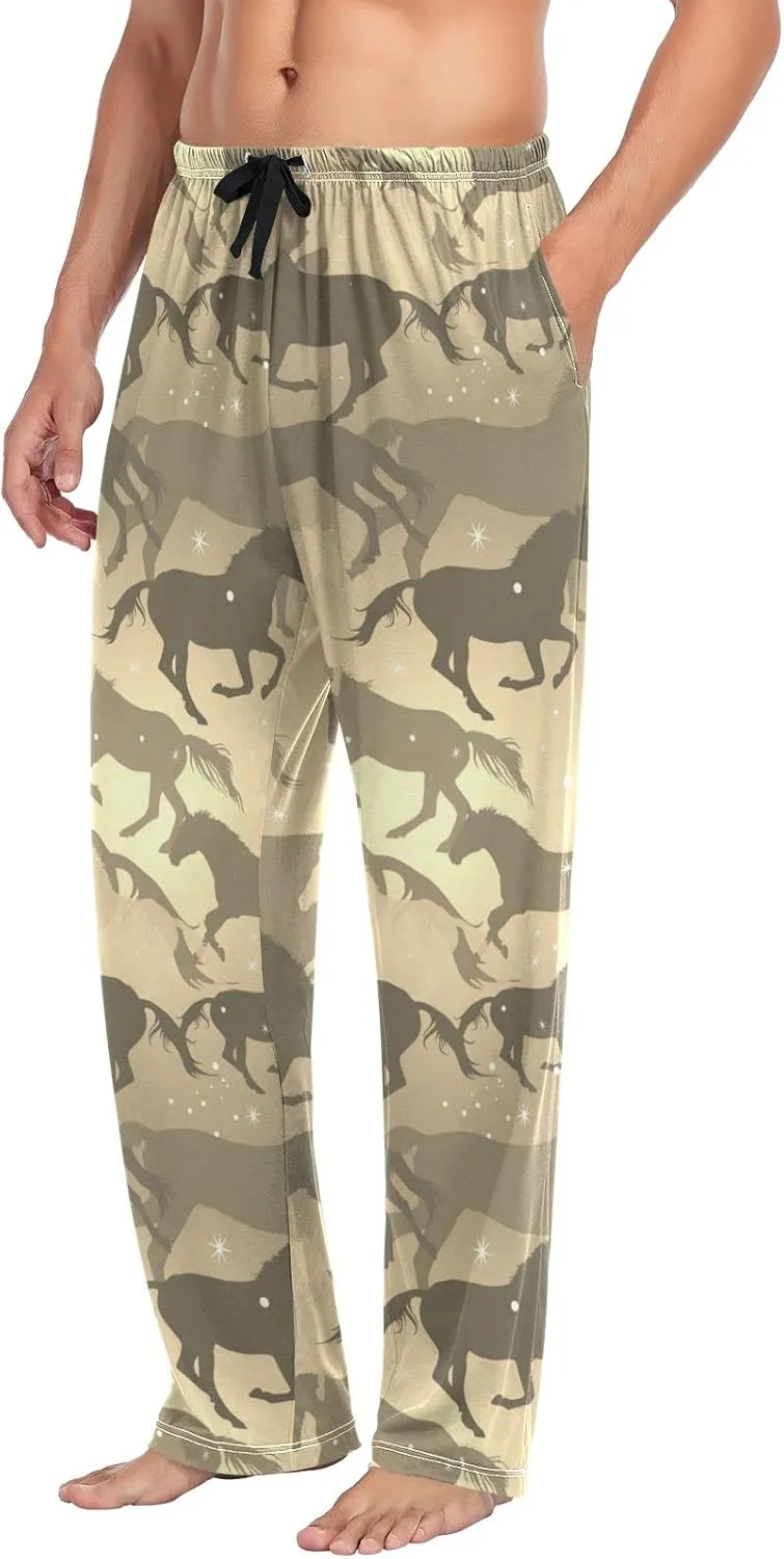 Men's Pajama Pants Straight Trouser Sleep Lounge Pants Sleepwear with Pockets