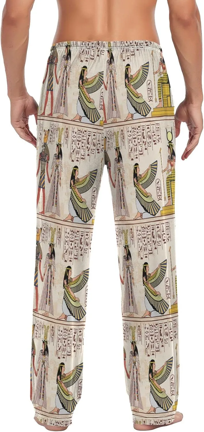 Men's Pajama Pants Straight Trouser Sleep Lounge Pants Sleepwear with Pockets