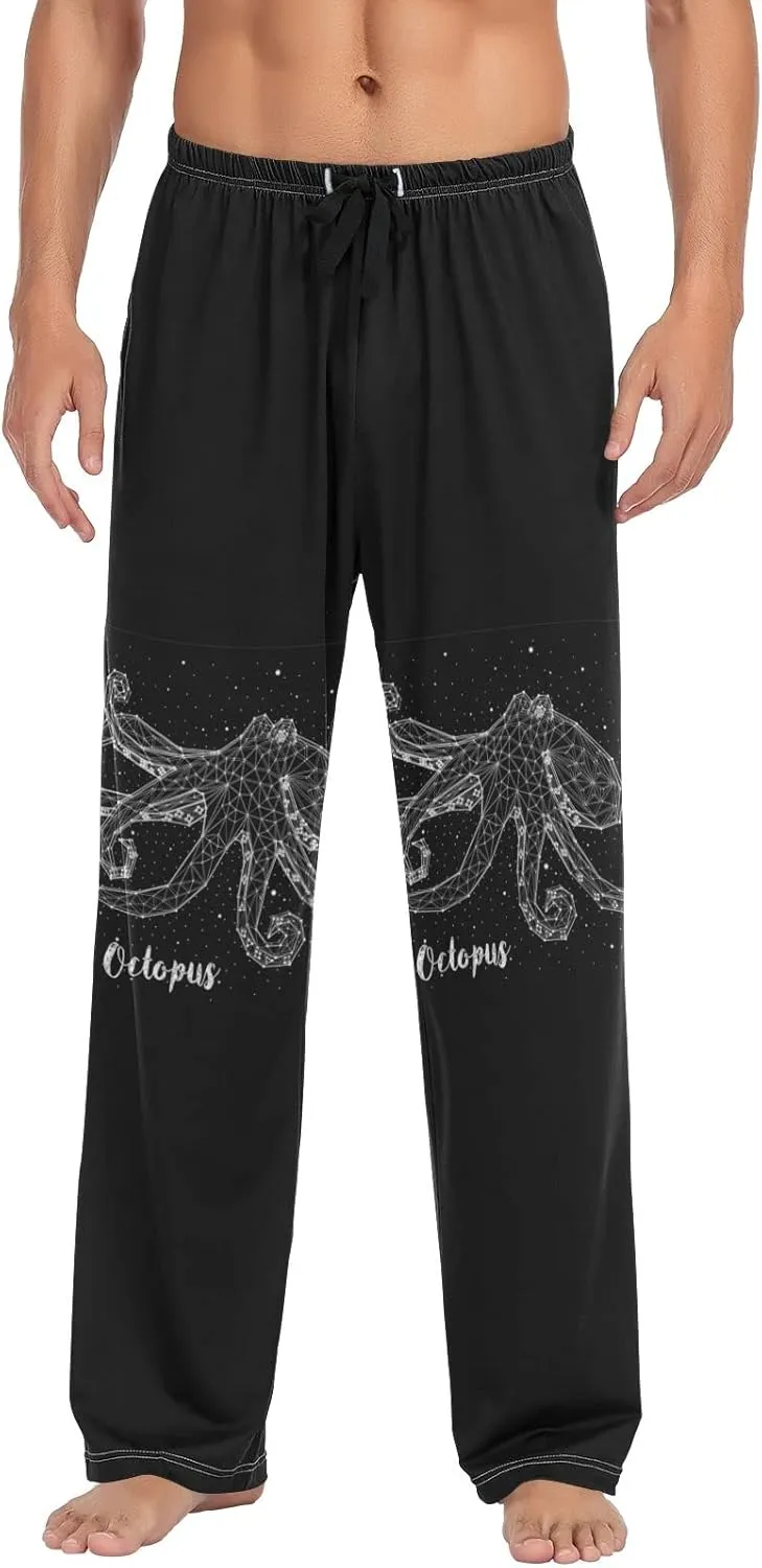 Men's Pajama Pants Straight Trouser Sleep Lounge Pants Sleepwear with Pockets