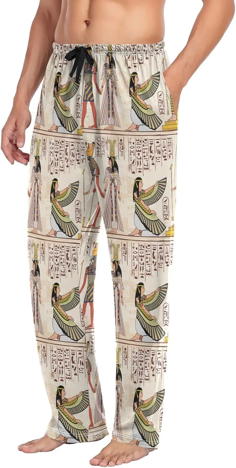 Men's Pajama Pants Straight Trouser Sleep Lounge Pants Sleepwear with Pockets