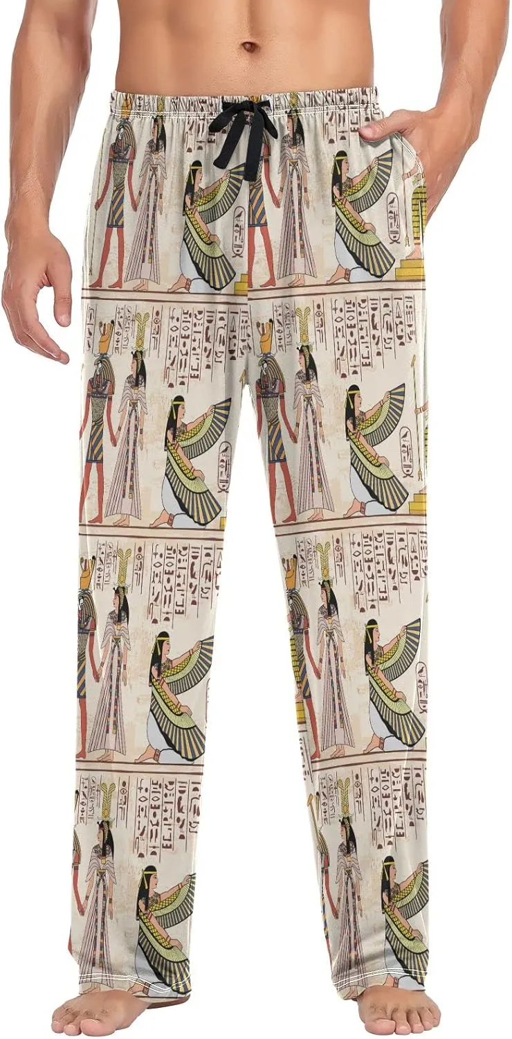 Men's Pajama Pants Straight Trouser Sleep Lounge Pants Sleepwear with Pockets