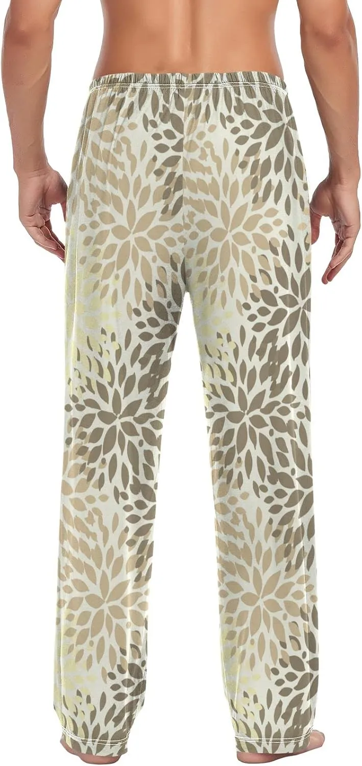 Men's Pajama Pants Straight Trouser Sleep Lounge Pants Sleepwear with Pockets