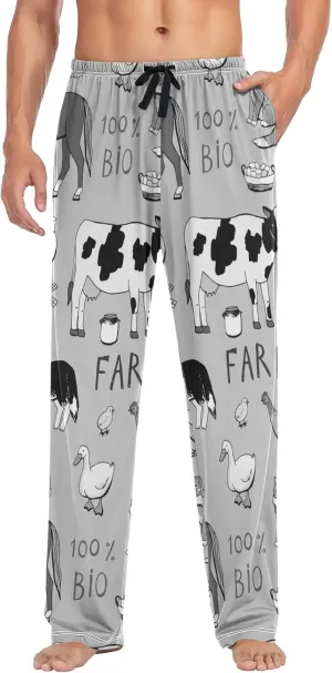 Men's Pajama Pants Straight Trouser Sleep Lounge Pants Sleepwear with Pockets