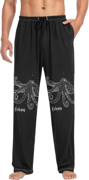 Men's Pajama Pants Straight Trouser Sleep Lounge Pants Sleepwear with Pockets