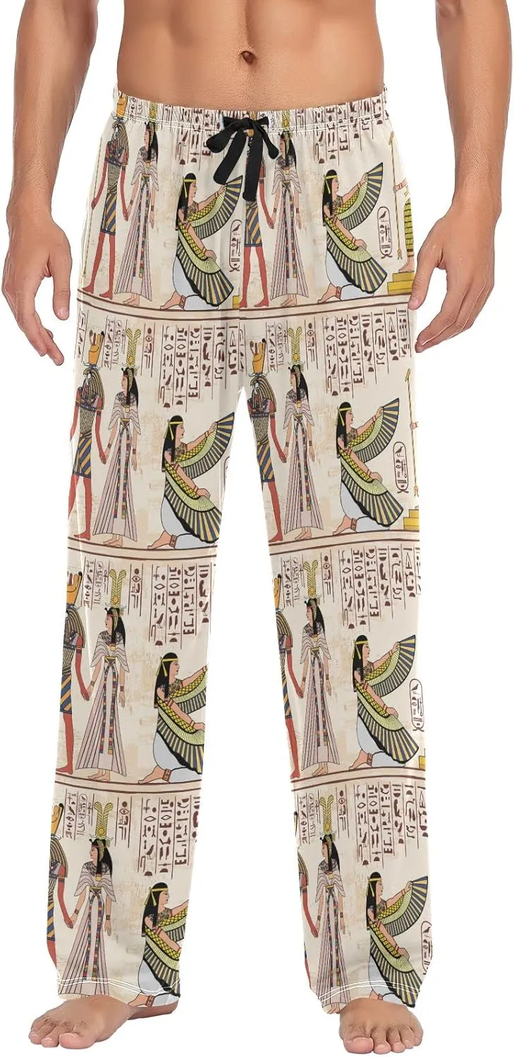 Men's Pajama Pants Straight Trouser Sleep Lounge Pants Sleepwear with Pockets