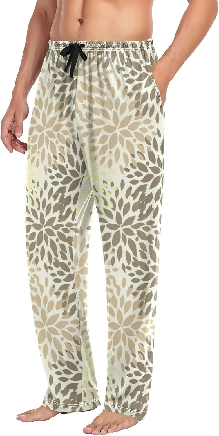 Men's Pajama Pants Straight Trouser Sleep Lounge Pants Sleepwear with Pockets