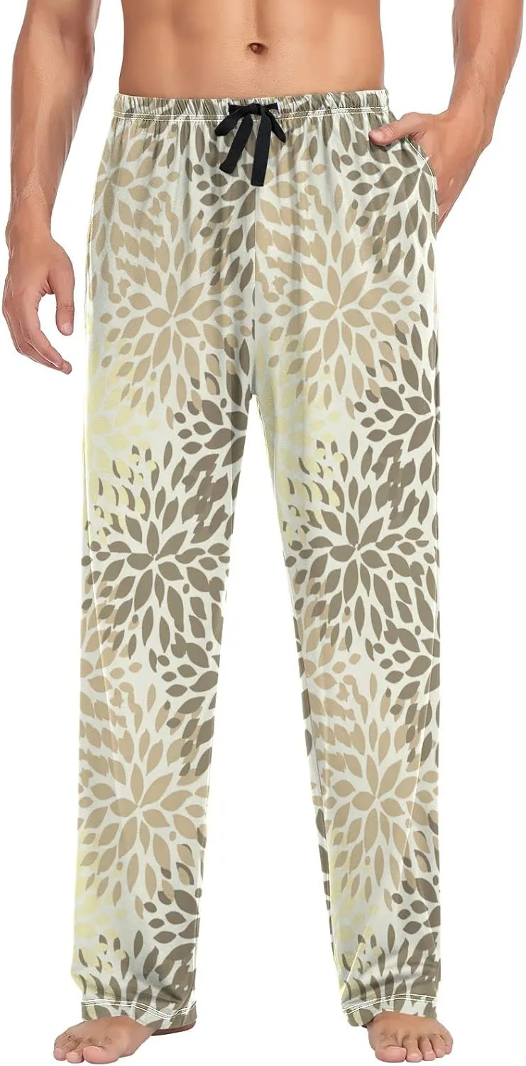 Men's Pajama Pants Straight Trouser Sleep Lounge Pants Sleepwear with Pockets