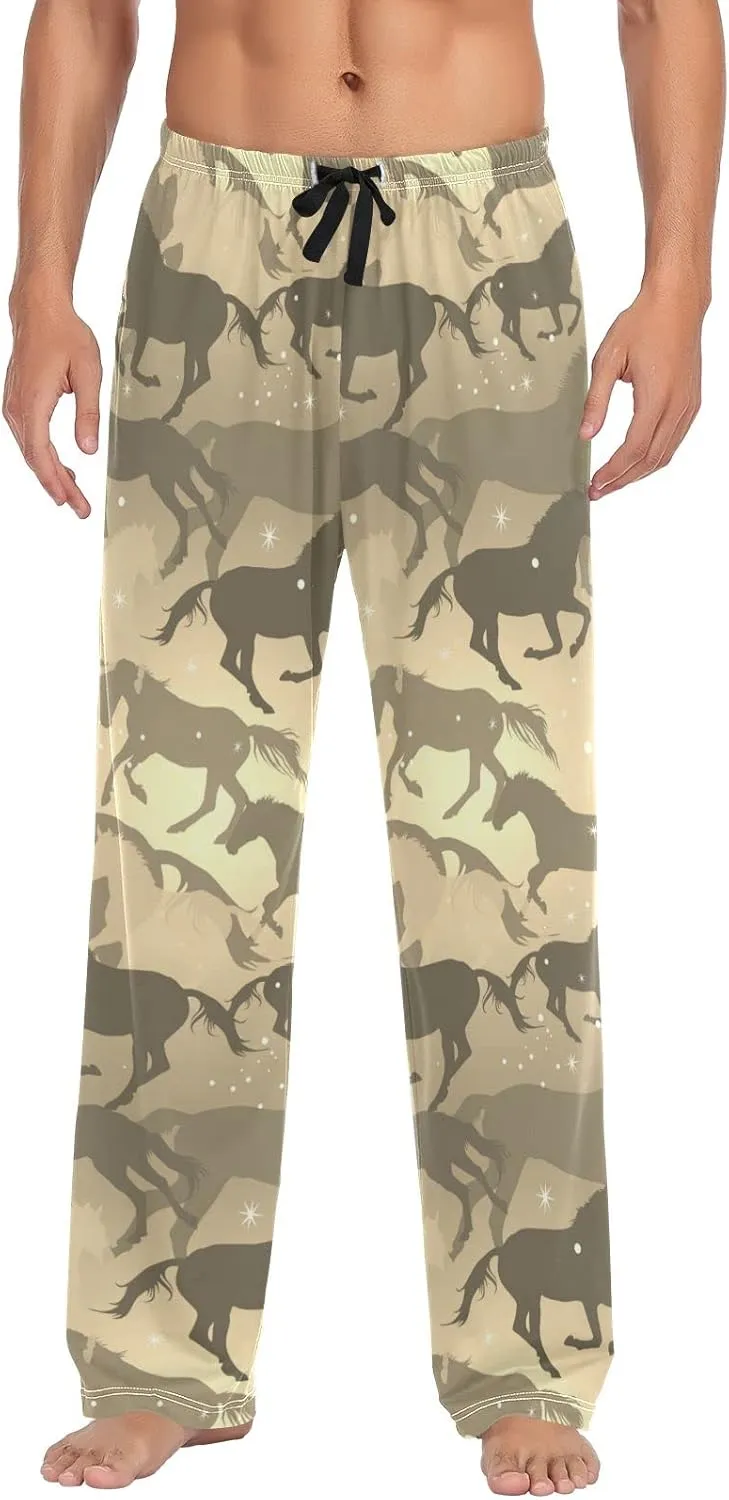 Men's Pajama Pants Straight Trouser Sleep Lounge Pants Sleepwear with Pockets