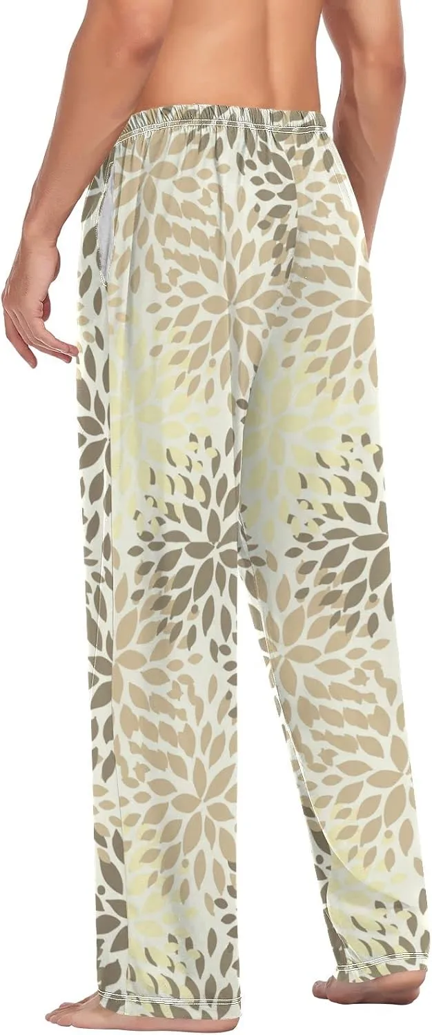 Men's Pajama Pants Straight Trouser Sleep Lounge Pants Sleepwear with Pockets