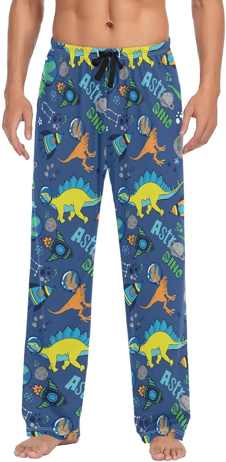 Men's Pajamas Pants Dinosaurs in Space Sleep Bottoms Pants Lounge Sleepwear - M