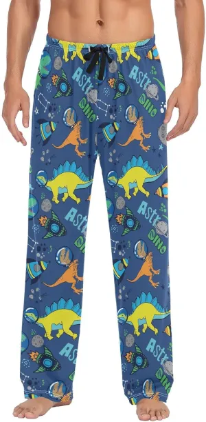 Men's Pajamas Pants Dinosaurs in Space Sleep Bottoms Pants Lounge Sleepwear - M